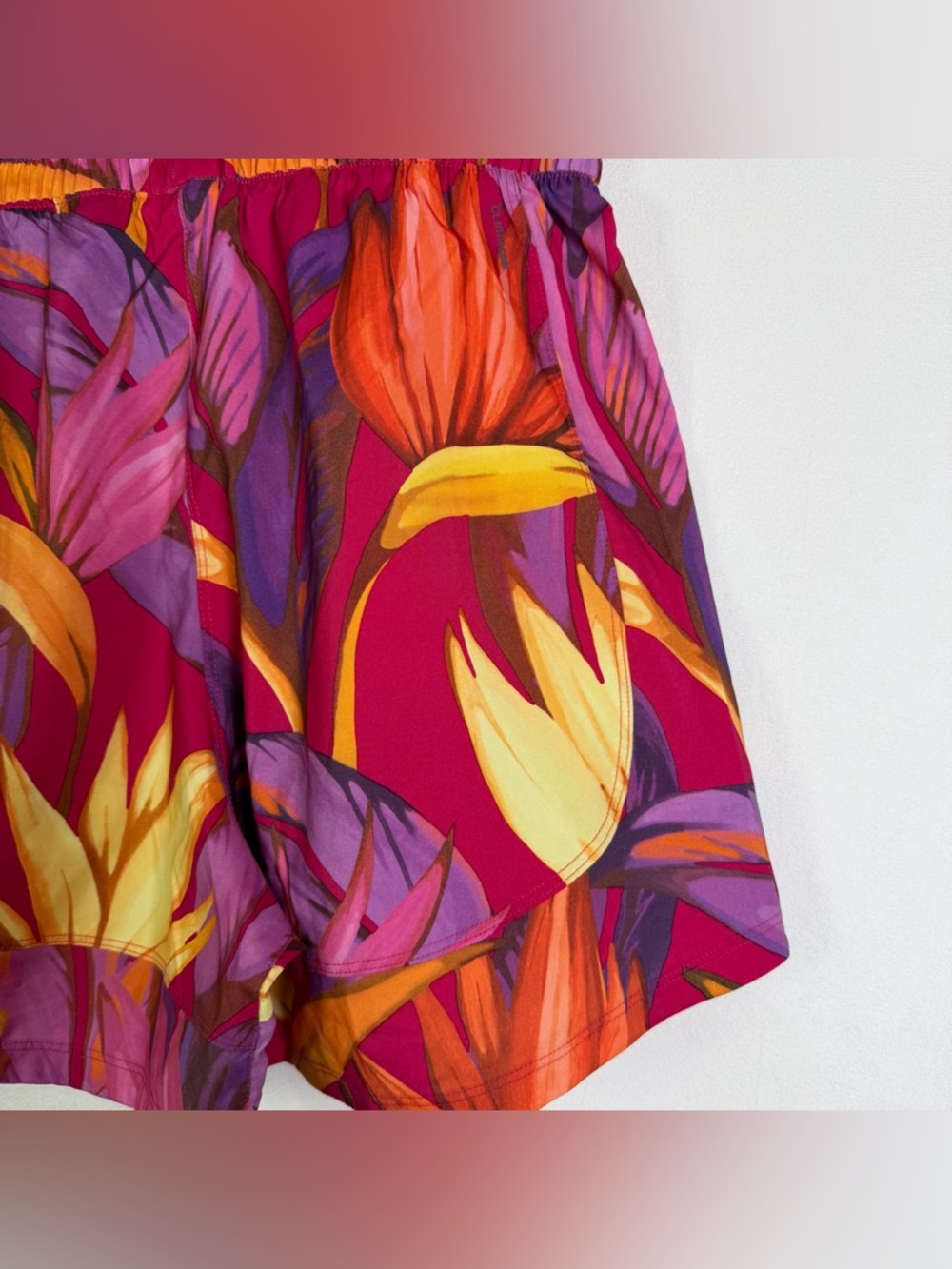 Farm Rio x Adidas Women Tropical Print Shorts Bird of Paradise High Rise Sz S - Picture 8 of 10